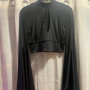 Silk Bell Sleeve Crop
